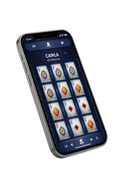 Smartphone mit dunkler Casino-Lobby-Oberfl&auml;che und blauen Akzenten - Casea Casino Mobile